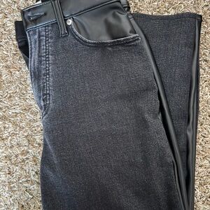 Abercrombie & Fitch | Black ankle jeans, denim/faux leather